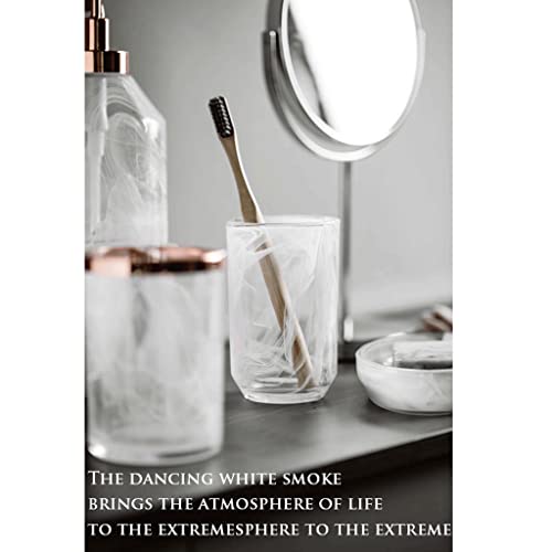 5 Piece Bathroom Accessory Set,Crystal Glass Bathroom Accessory,Clear Soap Dispenser,Gift for Modern Home Vanity Countertop Decor - Image 7