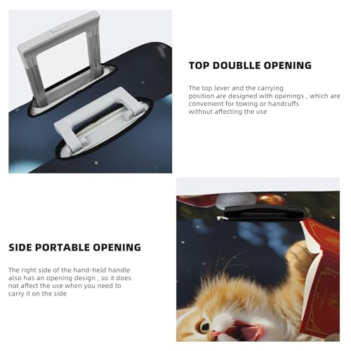 Cute Cat Sing Christmas Carols Travel Luggage Cover Suitcase Protector Washable Elastic Suitcase Cover Travel Suitcase Baggage Cover Fits 18-32 Inch Suitcase4