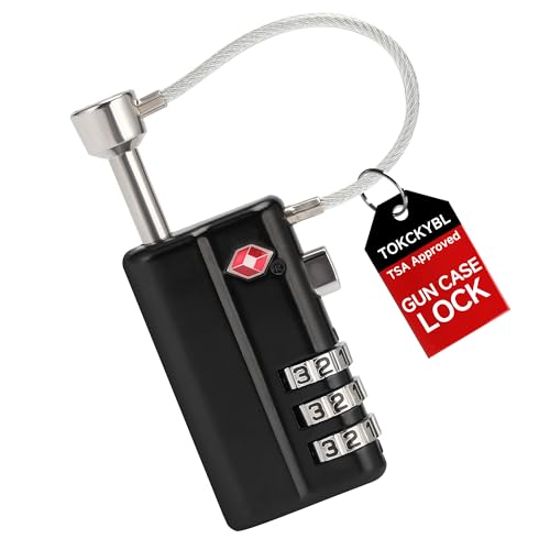 TOKCKYBL Professional Gun Case Lock TSA Approved – Heavy-Duty, Cut-Resistant & Child-Safe Security Padlock for Firearms, Pistols, Rifle Cases, and Travel Luggage, Black