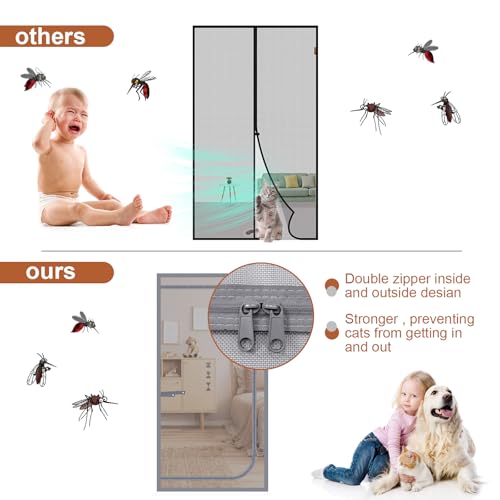 Porta de tela reforçada para gatos serve para portas de 76 x 203 cm, porta de tela à prova de animai