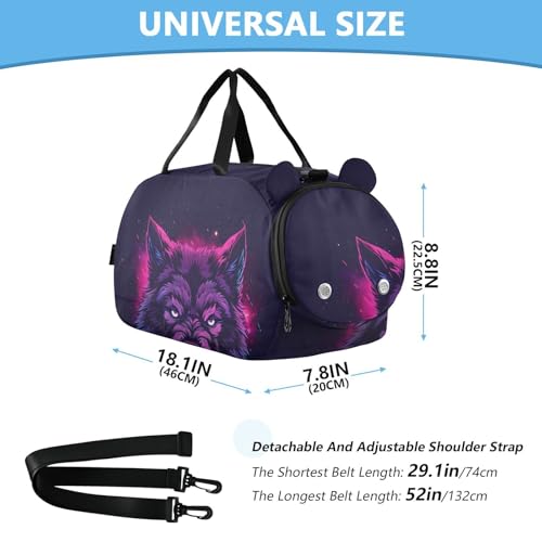 Duffle Bag Kids Gym Bag with Shoes Compartment & Wet Separation Overnight Travel Bag Mighty Wolf for Girl Boy3