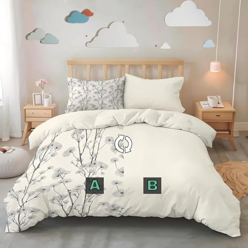 Housse de couette 200x200 cm avec fermeture éclair et tissu réversible
