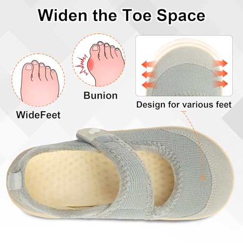 BARERUN Womens Slippers Diabetic Shoes for Women Wide Width House Slippers Swollen Arthritis Neuropathy House Shoes for Women Stable Non Slip Indoor Outdoor Lightgrey 10 Wide by BARERUN - Used condition - Image 4