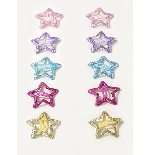 MOOLYAVAAN PRODUCTS Glitter Star Hair Clip Cute Hair Accessories Non-slip Metal Snap Barrettes Star Shape Hair Pin for Baby Toddler Girls Kids Women Hair Styling Accessories (PACK OF (20)