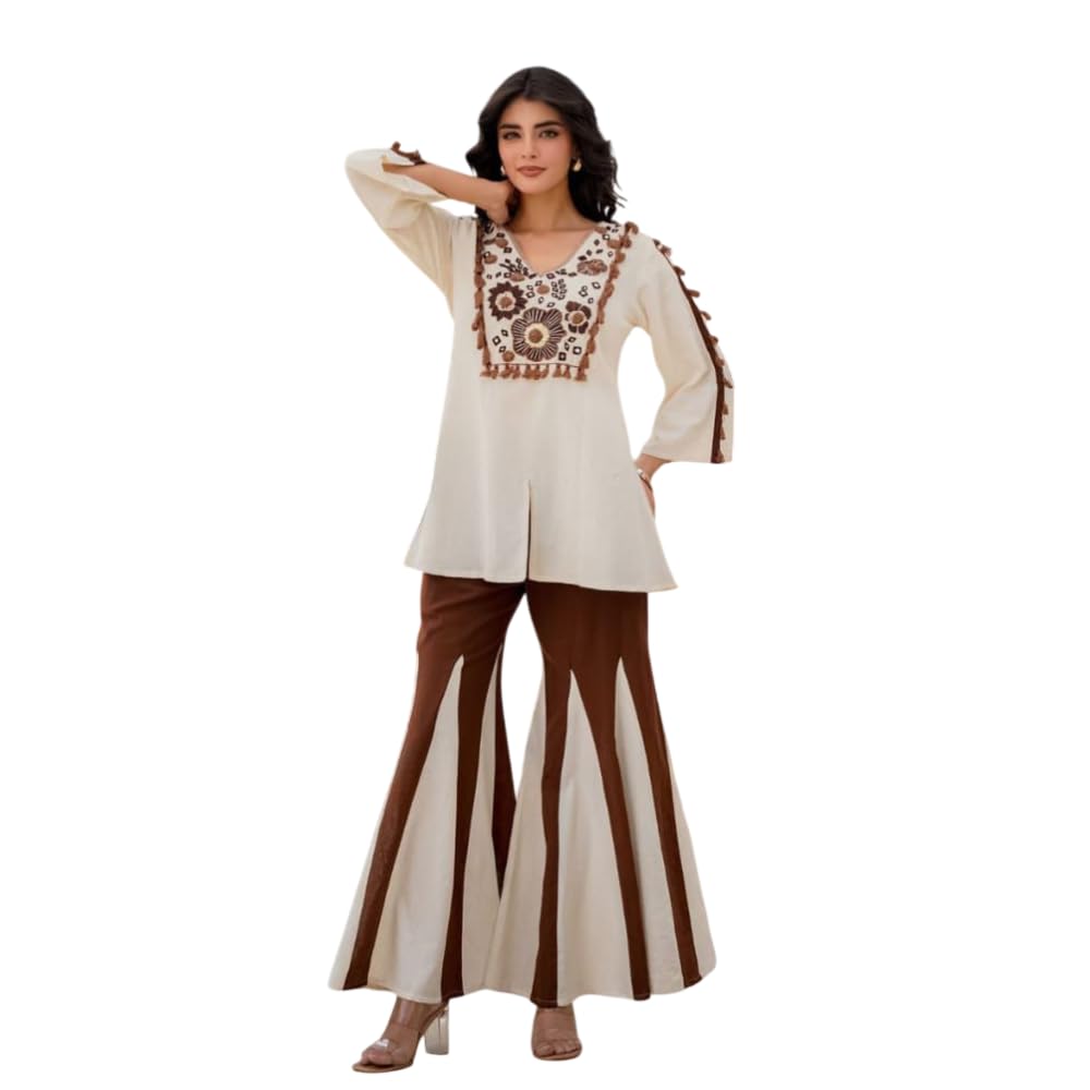 Women’s Brown Cotton Flex Kurta | 3/4 Sleeve Solid Pattern Ethnic Wear | Comfortable Daily & Office Wear Kurta-image-43