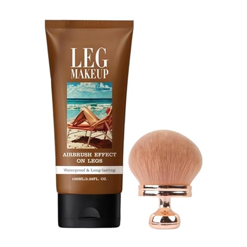 Maquillaje de la pierna, perfector de cobertura corporal, crema de corrector de 100 ml, perfector de tez en todo el cuello con cepillo de maquillaje corporal, con acabado natural para cicatrices, impe
