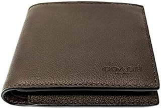 Coach F74991 Men's Compact ID Leather Wallet Black/Mahogany/Dark Saddle (Mahogany)