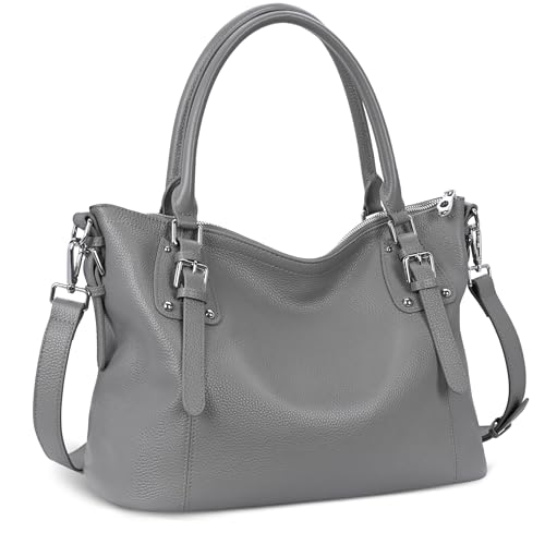 Image of HESHE Leather Purses and Handbag for Women Shoulder Bag Tote Top Handle Bag | Genuine Designer Large Capcity Hobo Crossbody Satchel Travel Work Ladies Zippered Ladies Daily Bag Adjustable Long Strap