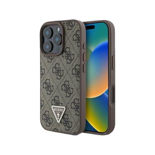 Con cristalli Guess 4G - Custodia per iPhone 16 Pro Max da 6,9 pollici, colore: Marrone