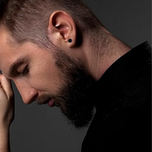 TGNEL 5mm/9mm Black Mens Earrings Round Dot Titanium Earrings for Men Sensitive Ears, Fashion Titanium Stud Earrings for Father Brother3