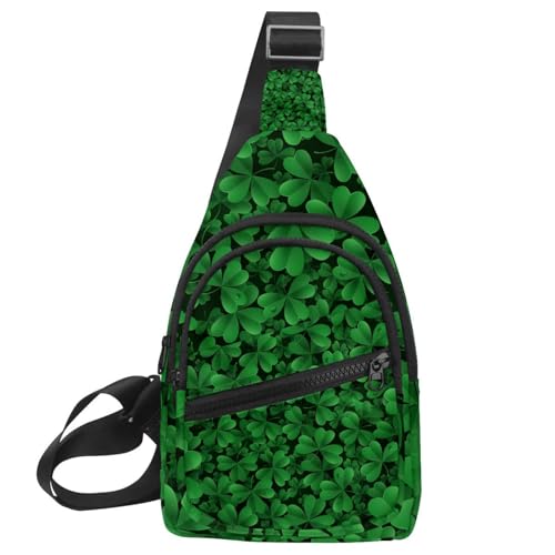 Mochila bandolera de tréboles verdes para tus viajes de senderismo cómodos