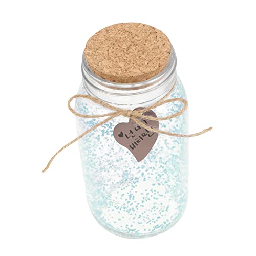 LOLIPPYY Frasco De Deseos Luminoso Grande Azul De Vidrio Seguro Tapa De Corcho Multifuncional Para Decoración Nocturna y Bricolaje
