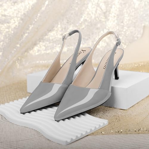 Women Slingback Pumps Ankle Strap D'Orsay Stiletto Mid Heel Close Pointed Toe Heels Kitten Dress Shoes Comfortable 2.5 Inches Sandals3