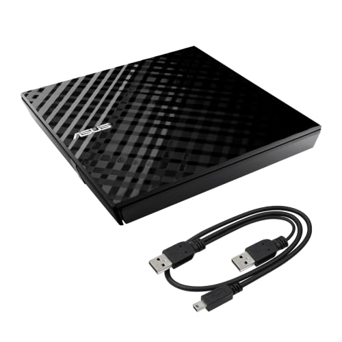 Image of ASUS LITE Portable USB 2.0 Slim 8X DVD /Burner + /- Rewriter External Drive, Compatible with Both Mac & Windows, Black (SDRW-08D2S-U /BLK /G /AS), 1 Year Warranty