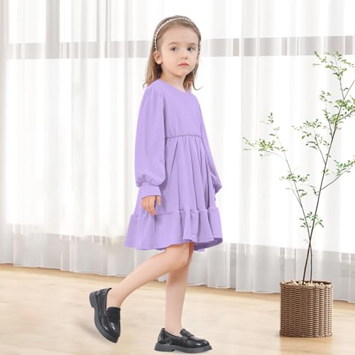 Toddler Dress Fall Winter Long Sleeve Baby Girls Sweater Ribbed Knit Ruffle Hem Swing Dresses for Girls3