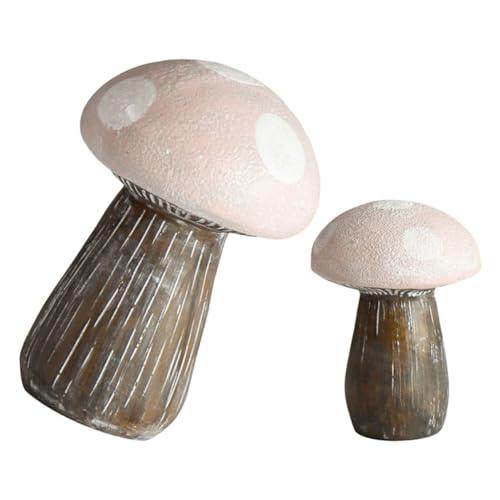 Warmhm 2pièces Ornements De Champignons Résine Statue De Champignon Décoration De Jardin Accessoire De Micro-Paysage Lot de Figurines De De Simulation