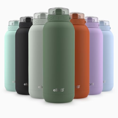 Image of Ello Cooper 40oz Stainless Steel Water Bottle Vacuum Insulated with Straw and Carry Handle, Leak Proof Locking Lid with Soft Silicone Spout, Dishwasher Safe, Acorn Squash