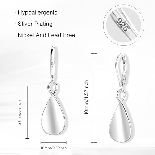 925 Sterling Silver Teardrop Dangle Earrings for Women Leverback Drop Dangle Earrings Jewelry Hypoallergenic Sterling Silver Teardrop Earring for Women Gifts4
