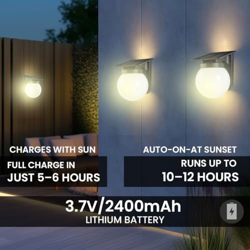 Image of hardoll Solar Wall Light Outdoor Waterproof 6 LED Solar Lights for Garden, Home & Decoration Lamp for Home Exterior (Warm White,Pack of 2)