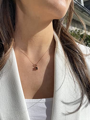 Le Vian 3/4 Carat Brown Smoky Quartz Square Pendant Necklace for Women I 925 Sterling Silver w 14k Rose Gold Plating Pendant for Her I 18 Inch Chain Necklace w Spring Ring Clasp I Cushion Cut Gemstone2