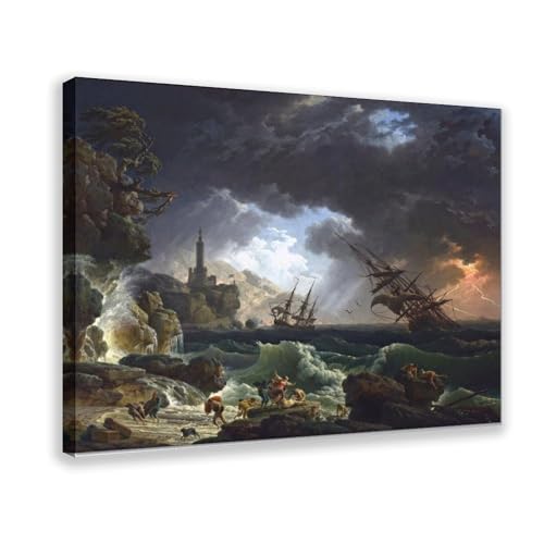 Impression sur toile Vernet naufrage tableau de maître suspendre