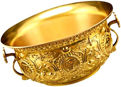 Cabilock Chinese Fortune Golden Treasure Basin Statue Feng Shui Wealth Porsperity Figurine Money Bowl Ornament for Wealth Success Good Luck Home Office Decoration