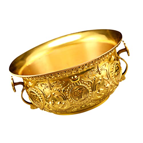 Cabilock Chinese Fortune Golden Treasure Basin Statue Feng Shui Wealth Porsperity Figurine Money Bowl Ornament For Wealth Success Good Luck Home Office Decoration #TOP3