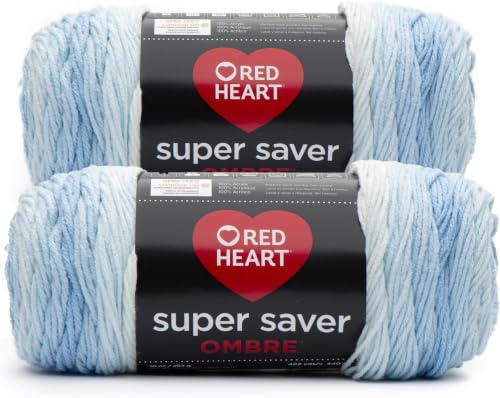 Image of Red Heart Super Saver Jumbo Light Blue Yarn - 10oz /283g - 100% Acrylic - #4 Worsted (Medium) - 482 Yards - Knitting /Crochet (Pack of 12)