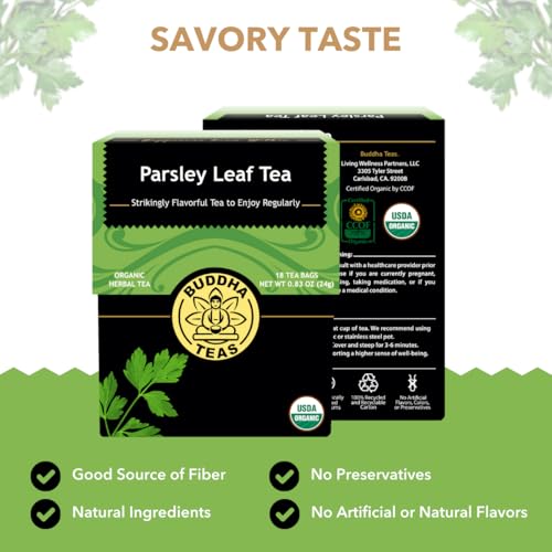 Buddha Teas - Organic Parsley Leaf Tea - Herbal Tea - For Health & Wellbeing - With Antioxidants & Minerals - Clean Ingredients - Caffeine Free - OU Kosher & Non-GMO - 18 Tea Bags (Pack of 1)