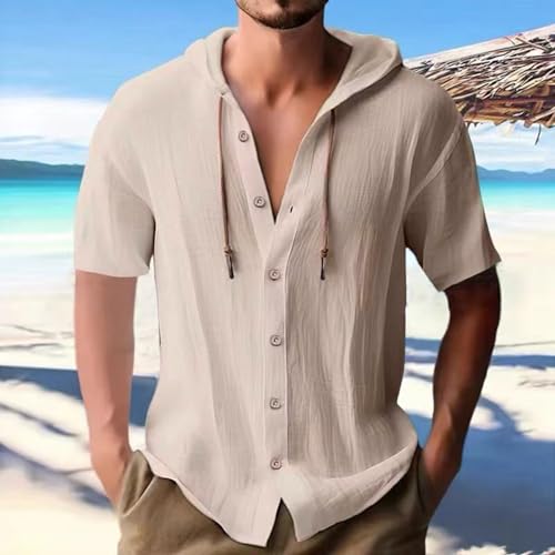 Mens Linen Shirt Short Sleeve Button Down Shirts Summer Casual Hawaiian Beach Tops Lightweight Fashion Hoodies4