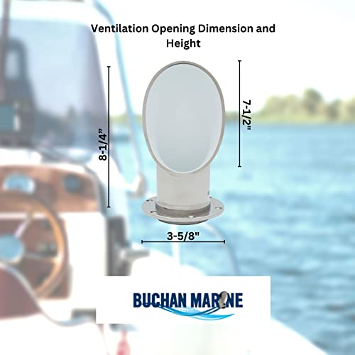Buchan Marine 3" Oval Cowl Vent With Interchangeable Threaded Gasket Deck Plate For Boat Air Ventilation #TOP2