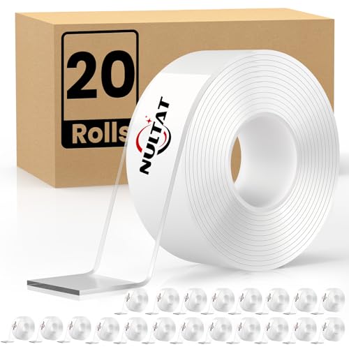 Image of NULTAT 200 Feet Double Sided Tape Heavy Duty, Nano Reusable, Removable, Washable Double Stick Tape for Wall, Clear Multipurpose Two Sided Adhesive Tape 1.18 inch x 120 inch (200 Feet)