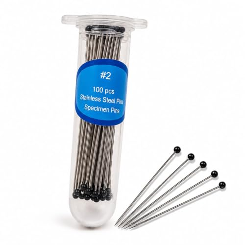 Image of Entomology Pins 0.38 mm, 100 Pieces | Stainless Steel Insect Specimen & Butterfly Collection Pin | Rust-Resistant Precision Mounting Pins for Collectors, Students & Laboratories