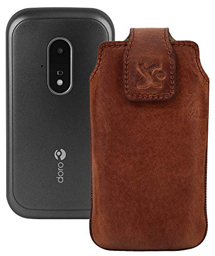 Protège-écran Doro Leva L30 Suncase étui cuir café vieilli anti-choc et anti-rayure