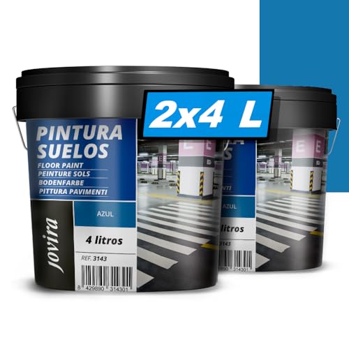 JOVIRA PINTURAS Pintura Suelos, Garajes y Pavimentos Deportivos en general, acabado Mate. Protege y decora las superficies de hormigón, cemento y asfalto. (2x4 Litros, Azul)