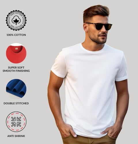 Image of ADRO Men's Cotton Regular Fit Combo Plain Solid T-Shirt Pack of 2