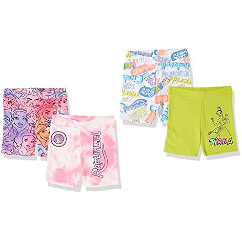 Amazon Essentials Disney | Marvel | Star Wars | Frozen | Princess Mädchen Radshorts (Früher Spotted Zebra), 4er-Pack, Prinzessin/Kritzeleffekt, 11-12 Jahre Cover