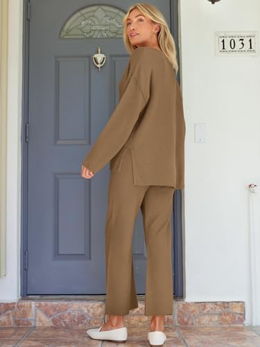 Image of LILLUSORY Women's 2 Piece Lounge Sets Oversized Slouchy Matching Cozy Knit Sets