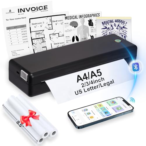 Portable Thermal-Printer Wireless for Travel - Inkless Bluetooth Printer Support 8.5