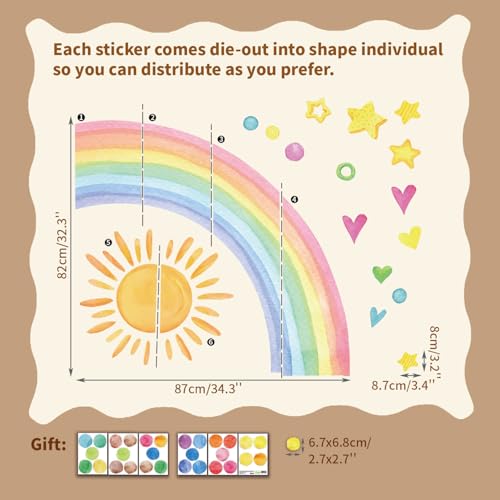 Decal vinilo mediano Arcoiris y Sol para decoración miniatura 3