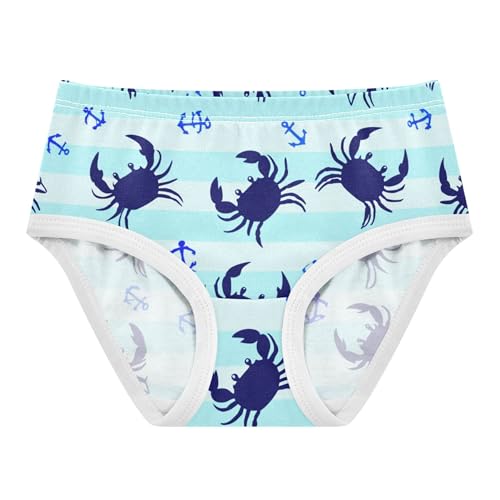 Blue Crabs Anchors Stripes Girls Underwear Toddler 2t Cotton Little Girl Panties Print Briefs Undies Kids