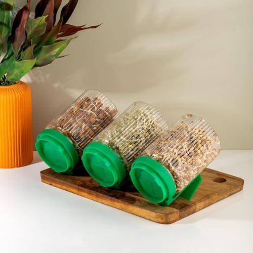 Image of Roktry Sprouts Maker plastic jar,urable & Reusable Sprouter for All Seeds and Beans, BPA-Free with 300-Hole Mesh Lid for Airflow, Odor-Free, Easy Drainage, and Hygienic Glass Design - Green