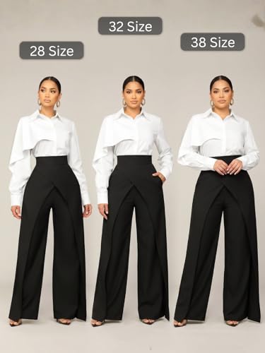Image of GRECIILOOKS Trousers for Woman | Womens High Rise High Waist Flared Korean Style | Formal Pant for Women Office Wear| Track Pants for Womans Elegant for College & Events (Available in Plus Size)