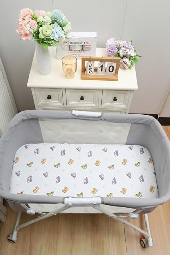 Image of Onacosht Muslin Bassinet Sheets 3 Pack, 33 inchx19 inch, Dinosaur Car &Blue
