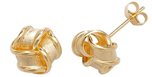 Oro giallo 9 kt ritorto nodo nastro 8 mm orecchini...