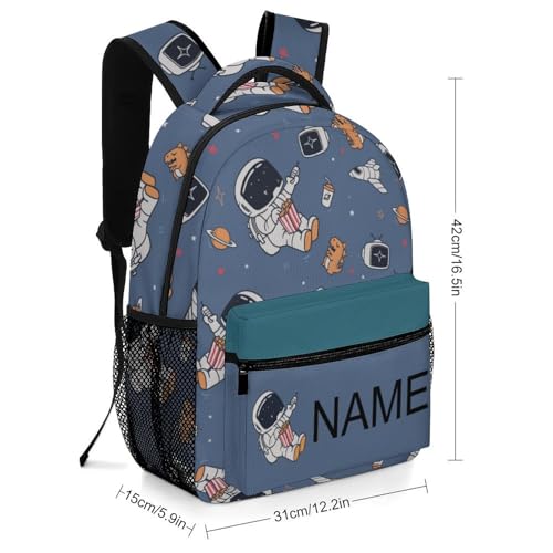 Personalized Astronaut Backpack with Name, Custom Daypack Bags, Astronaut Spacecraft Pattern Print, 17', Casual2