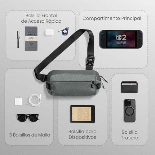 Bandolera para Nintendo Switch 2 tomtoc X-Pac, riñonera impermeable de viaje Gris 5
