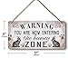 Funny Bunny Wall Decor, Easter Bunny Decorations For Home Rabbit Sign Bunny Poster, Warning You Are Now Entering The Bunny Zone, Cute Bunnies Lovers Room Mom Gifts Farmhouse Door Wood Welcome Signs