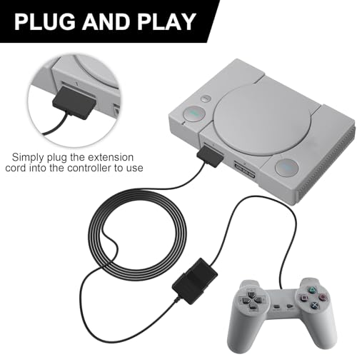 Image of PS2 Controller Extension Cable Cord Compatible with Sony PlayStation 1 PlayStation 2 PS2 Game Console, 6FT /1.8m