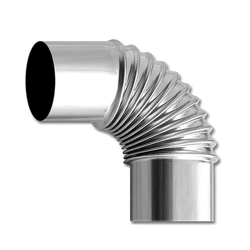 Codo de Acero Inoxidable de 90° para Chimenea, Tubo de Escape para Calentador de Agua (90 mm)